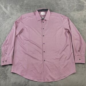 Con.Struct Dress Shirt Men XXL Red Gingham Slim Fit 4-Way Stretch Cooling Office